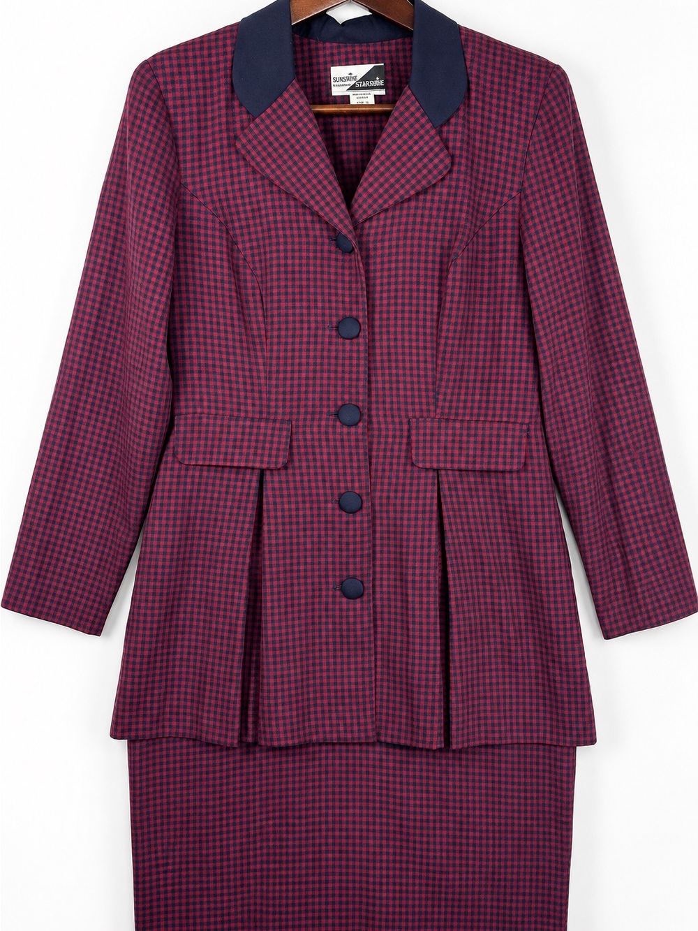 Vintage 80s Plaid Power Dress Burgundy Navy Secretary Office Siren 10